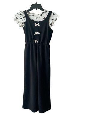 Lily Bleu Black Jumpsuit with White Bow Tee
